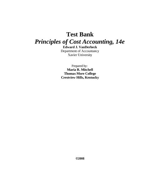 Tb Chapter Test Bank Principles Of Cost Accounting E Edward J