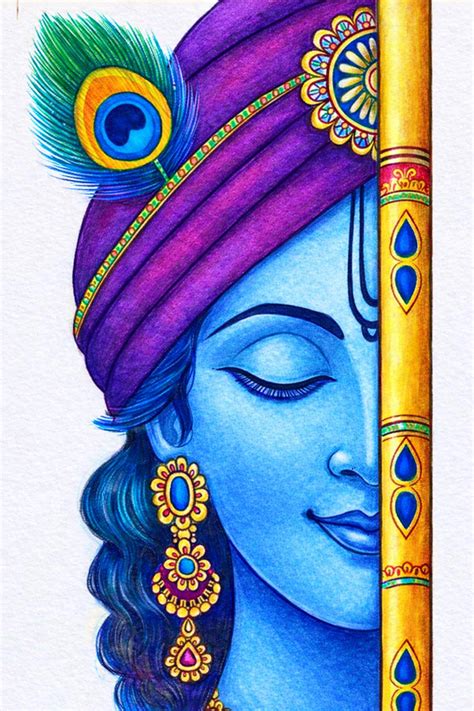 divine calm  lord krishna blue krishna wax art peacock colour