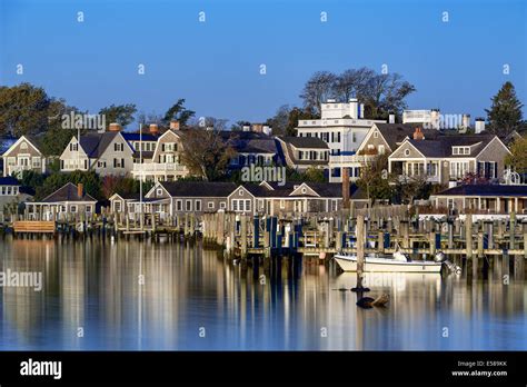 Edgartown Harbor And Homes Marthas Vineyard Massachusetts Usa Stock