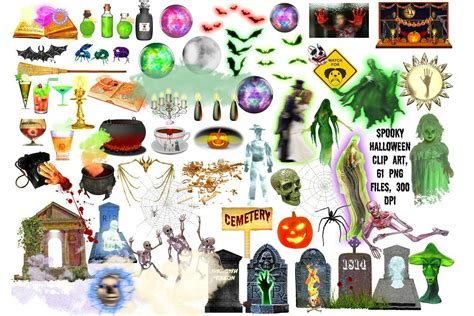 Creepy Halloween Megapack Halloween Clipart Clip Art Chalk Art