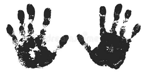 Hand Print Set Isolated on White Background. Black Paint Human Hands ...