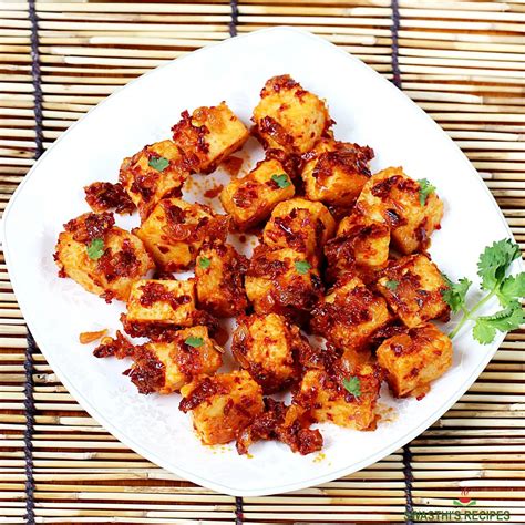 Garlic Paneer Recipe Quick Paneer Starter Swasthi S Recipes