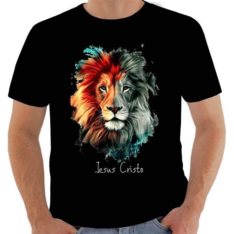 Camiseta Moda Evang Lica P Ao Xg Masculina Le O De Jud Gospel Preta