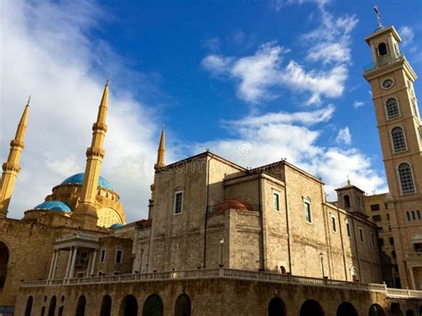 Lebanon Beirut The Mohammad Al Amin Mosque And Church Stock Photo