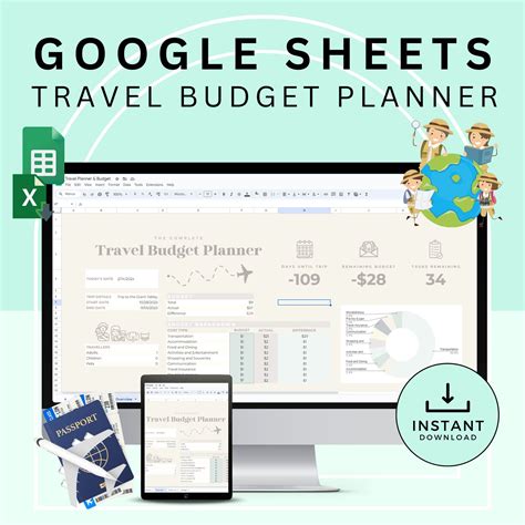 Traveling Planner Travel Packing List Google Sheets Template Digital