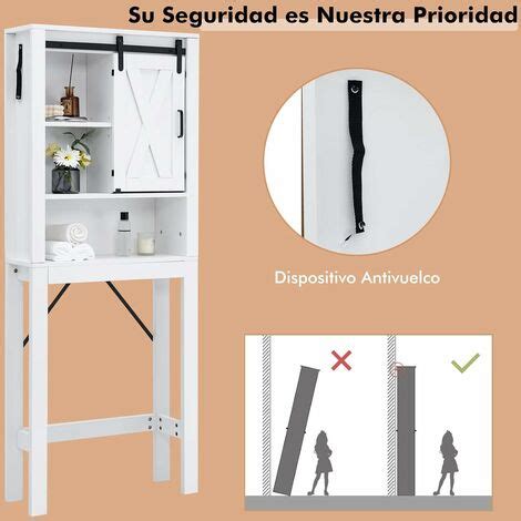 Costway Armario De Almacenamiento Sobre El Inodoro Organizador Sobre