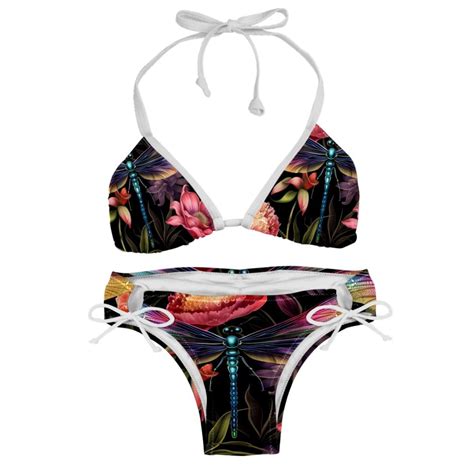 Dragonfly Swimsuit Women Bikini Sets Detachable Sponge Adjustable