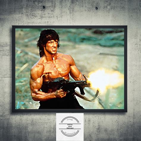 John Rambo Firing Machine Gun Digital Download Sylvester - Etsy