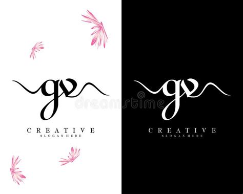 Creative Letter Gv Vg Initial Handwriting Logo Design Vector Stock