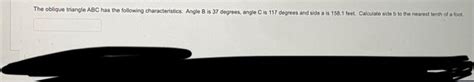 solved  oblique triangle abc    cheggcom