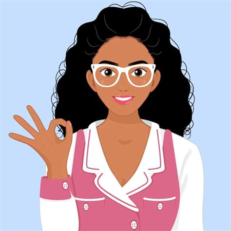 Premium Vector Smiling A Business African Woman Okay Hand Sign Office