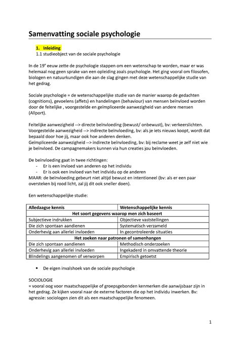 Samenvatting Sociale Psychologie Samenvatting Sociale Psychologie