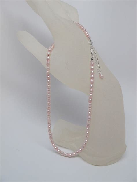 Dainty Freshwater Pearl Choker Necklace Mm Pink Rice Pearl Necklace