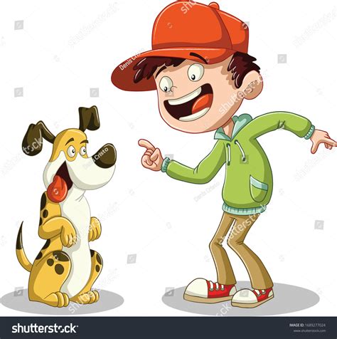 Cartoon Boy His Dog Vector Illustration Stock Vector (Royalty Free ...