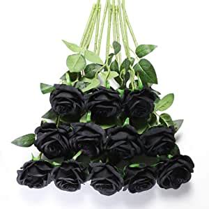 Tifuly 12 PCS Artificial Roses 19 68 Single Long Stem Fake Rose Silk