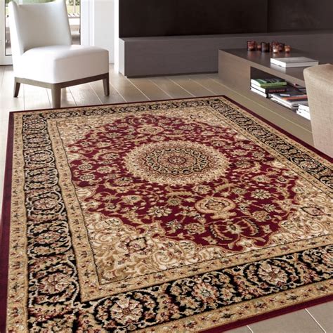 Traditional Oriental Medallion Design Burgundy Area Rug 710 X 102