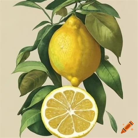 Vintage Botanical Poster Of A Citrus Lemon On Craiyon