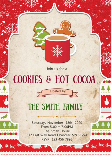 Christmas Cookies Cocoa Invitation Template Postermywall