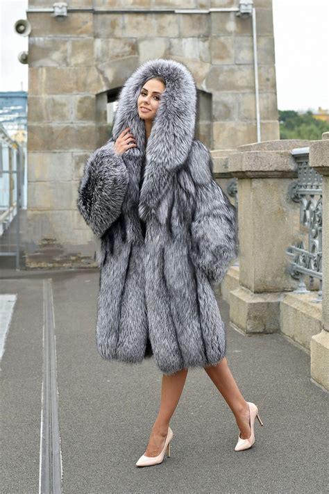 Luxury Silver Fox Jacket Fur Coat With Whole Skins Fur Etsy