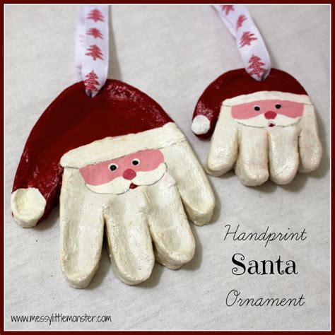 Salt Dough Ornaments - Santa Handprints - Fun Crafts Kids