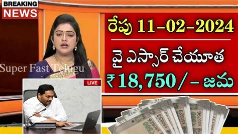 రేపు 11 2 2024 వై ఎస్సార్ చేయూత 18750 జమap Ysr Cheyutha Scheme Latest News Youtube