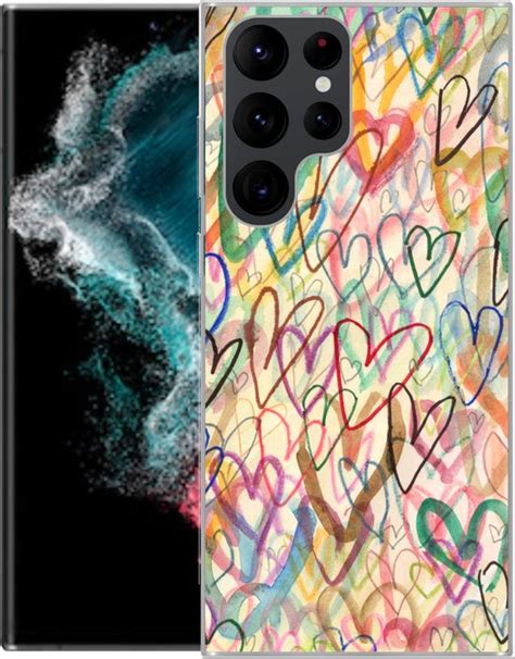 Samsung Galaxy S22 Ultra Hoesje Een Illustratie Met Hartjes Op De Achtergrond