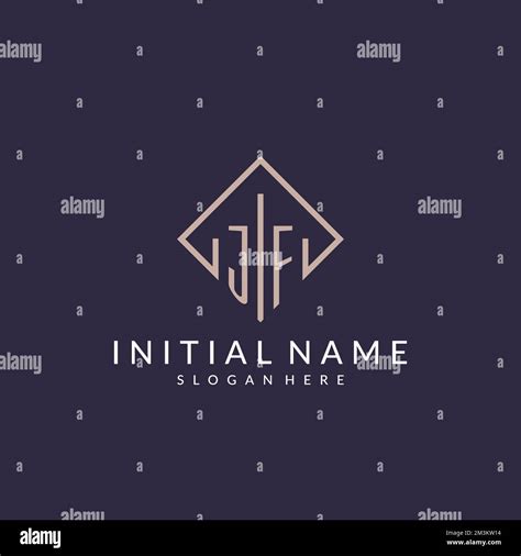 JF Initial Monogram Logo With Rectangle Style Design Ideas Stock Vector