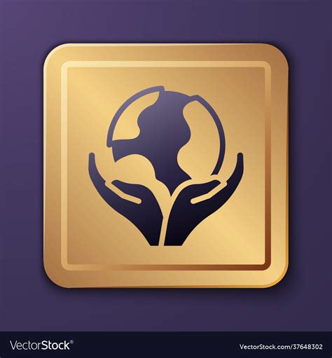 Purple Human Hand Holding Earth Globe Icon Vector Image