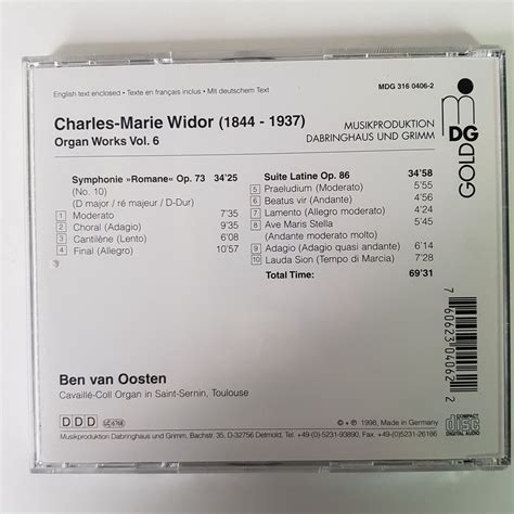 Widor Complete Organ Works Ben Van Oosten Das Orgelwrk Vol Suite