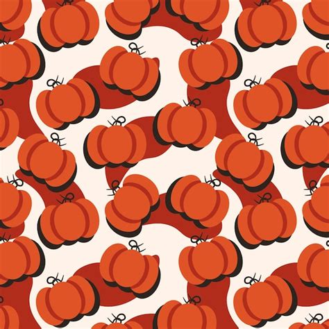 Premium Vector Autumn Seamless Pattern With Pumpkins