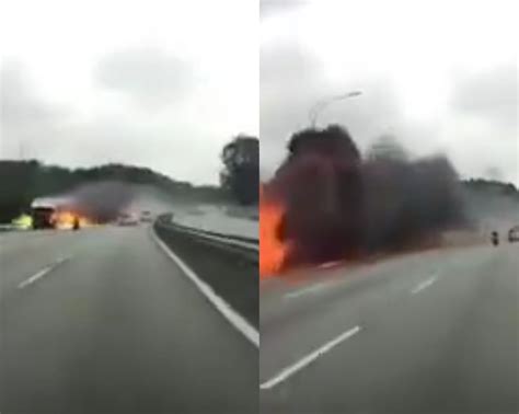 VIDEO Macam Aksi Dalam Filem Motosikal Elak Lori Terbakar Kosmo Digital