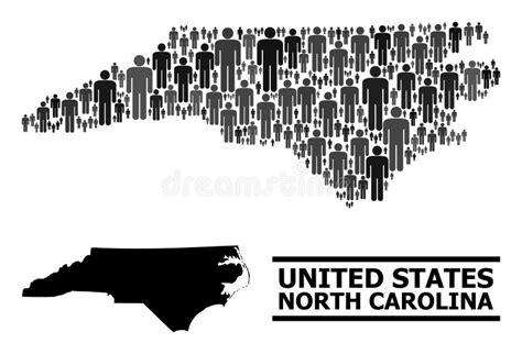 Vector Humans Collage Map Of North Carolina State And Solid Map Stock