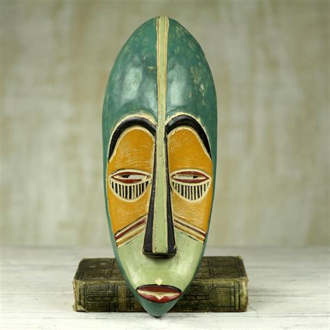 UNICEF Market | Hand Carved Painted Rubberwood Mask from Ghana - Bring Good News