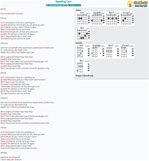 Chord: Speeding Cars - tab, song lyric, sheet, guitar, ukulele | chords.vip