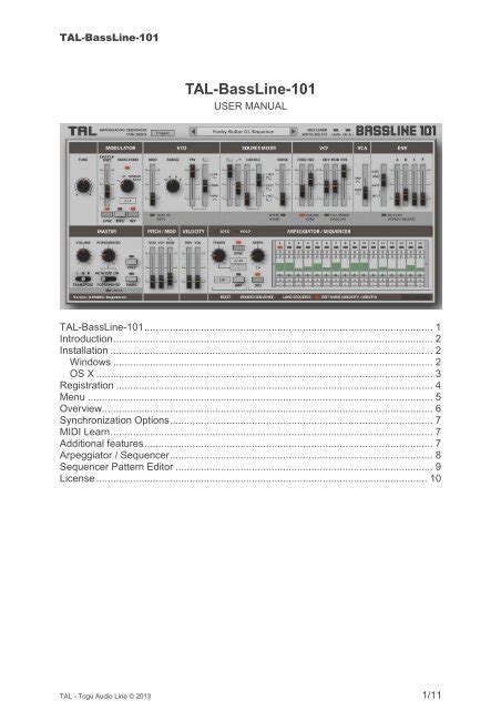 Tal Bassline 101 Togu Audio Line