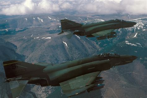 An Air To Air Right Side View Of Two St Tactical Fighter Squadron F