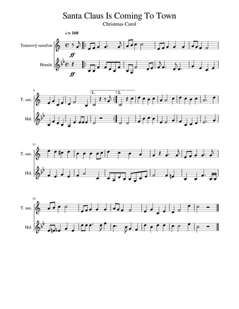 Santa Claus Is Coming To Town Sheet Music For Violin Tenor Saxophone Download Free In Pdf Or