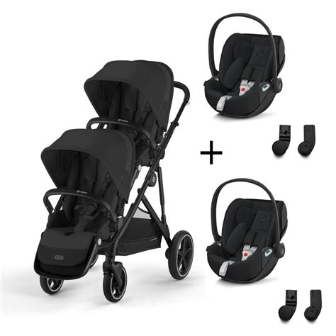 Pack Jumeaux Poussette Double Gazelle S Chassis Noir Si Ge