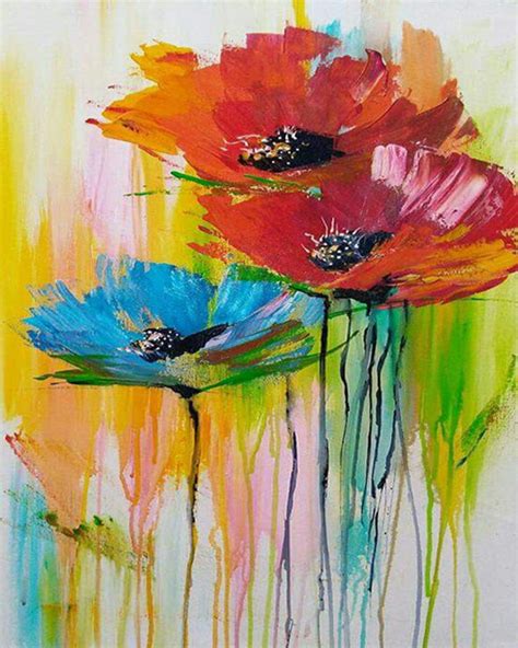 Flower Acrylic Painting Abstract Painting Art Of Paint By Numbers