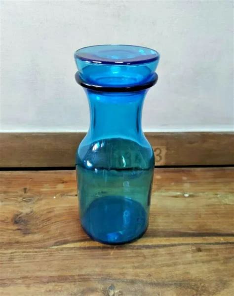 ANCIENNE BOUTEILLE BOCAL Flacon Verre Bleu LEVER 60 S Bouteille Vase