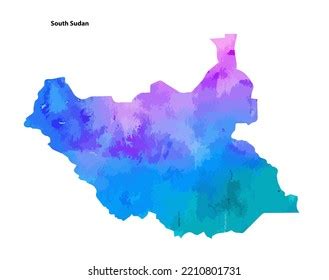 Colourful Watercolour Map Design Country South Stock Vector Royalty