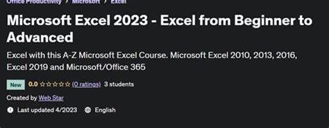 Microsoft Excel 2023 Excel From Beginner To Advanced