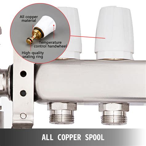 VEVOR Radiant Floor Manifold 9 Loop With Flow Meters Stainless Steel