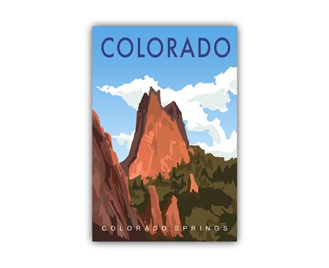 Retro Style Travel Poster Colorado Vintage Rustic Poster Etsy