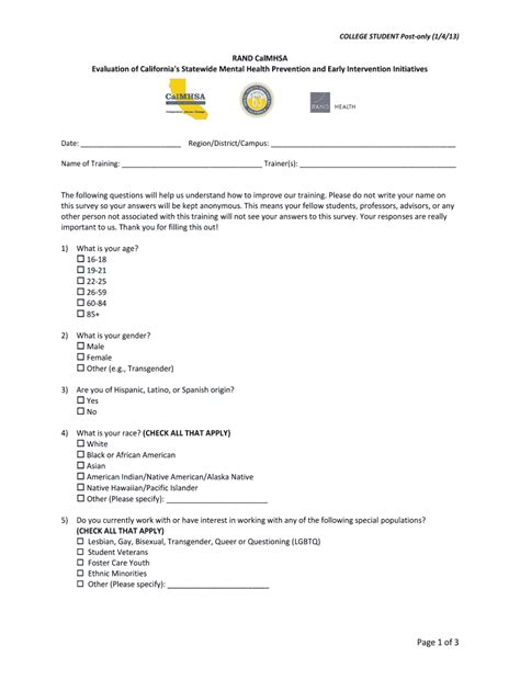 Fillable Online Cccstudentmentalhealth Rand Calmhsa Evaluation Of