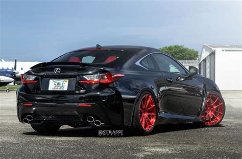 Beasty Black Lexus RC Rolling on Contrasting Red Rims | CARiD.com Gallery