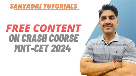 Free Content On Crash Course MHT CET 2024 Sahyadri Tutorials YouTube