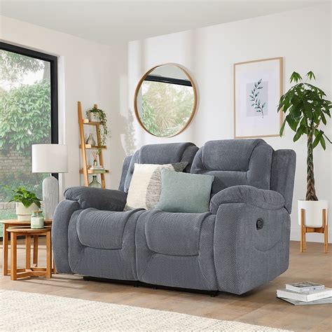 Vancouver Dark Grey Dotted Cord Fabric 2 Seater Recliner Sofa ...