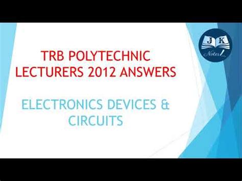 Trb Polytechnic Lecturers Ece Answers Edc One Marks Questions