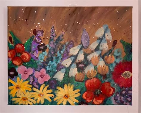 Flower Garden Painting Etsy